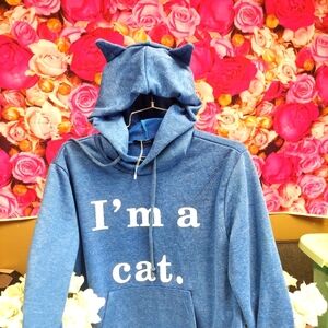 Zaful Medium Unisex  "I'm a Cat " Hoodie Sweatshirt with cat ears on hood NWOT